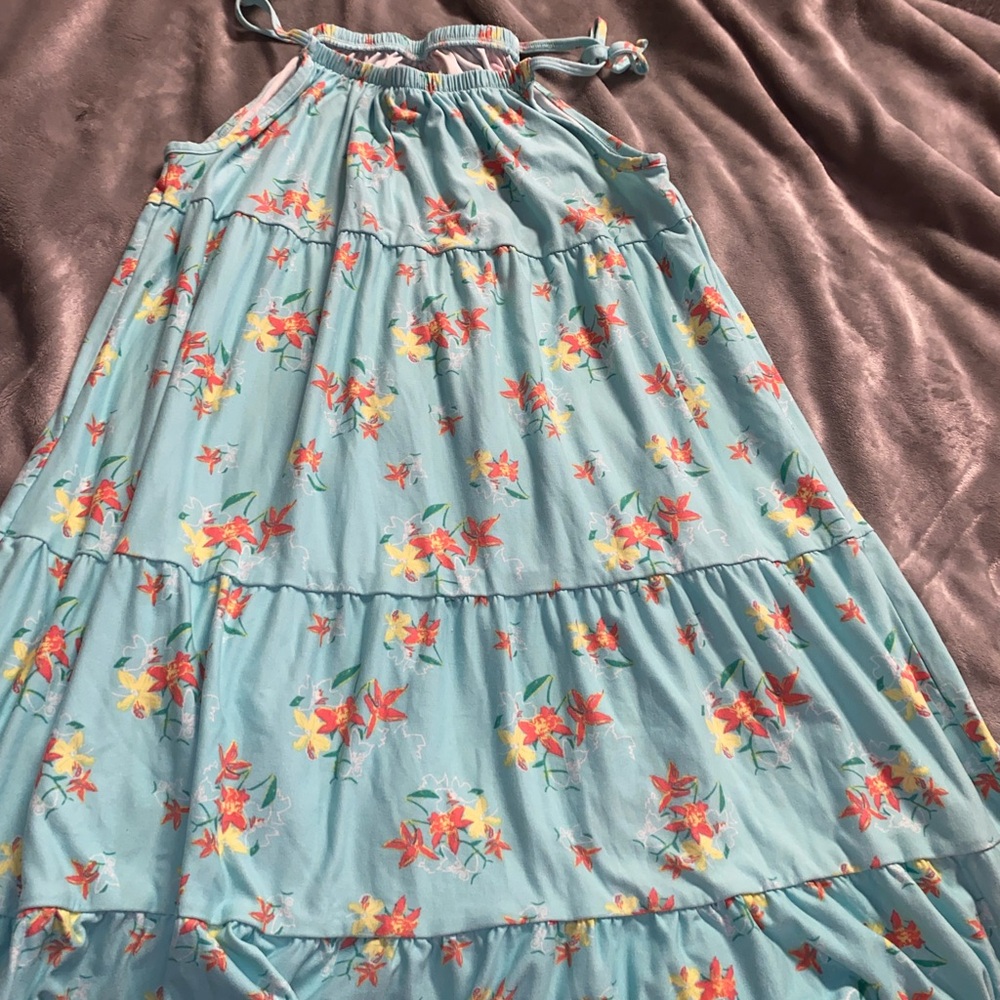 Falls Creek Blue Tiered Ruffled Halter Sundress